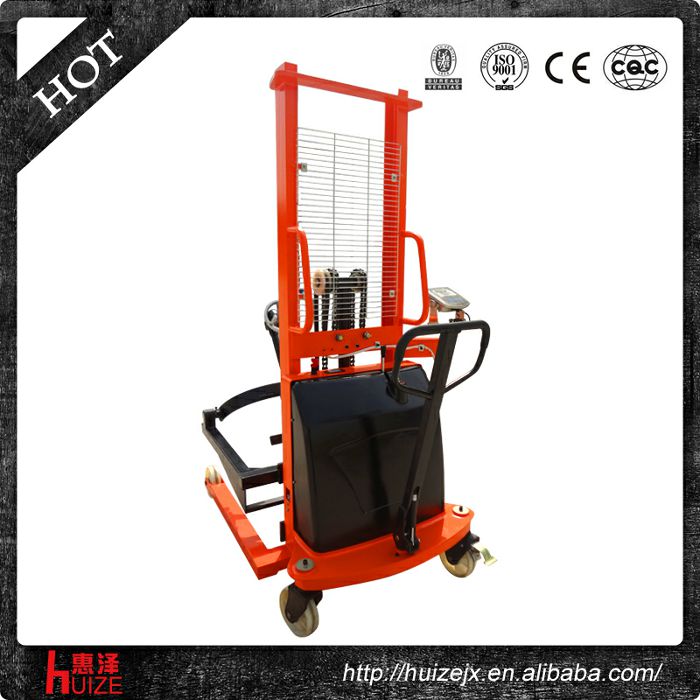 半電動(dòng)稱重油桶車（夾鐵桶，手搖翻轉(zhuǎn)倒料）